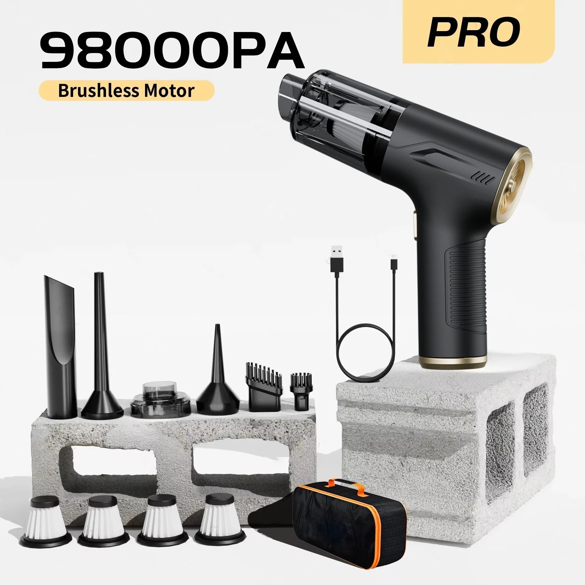 CENRR 98000PA Auto Staubsauger – 98000PA starker Saugkraft Vacuum Cleaner, kabellos & kompakt