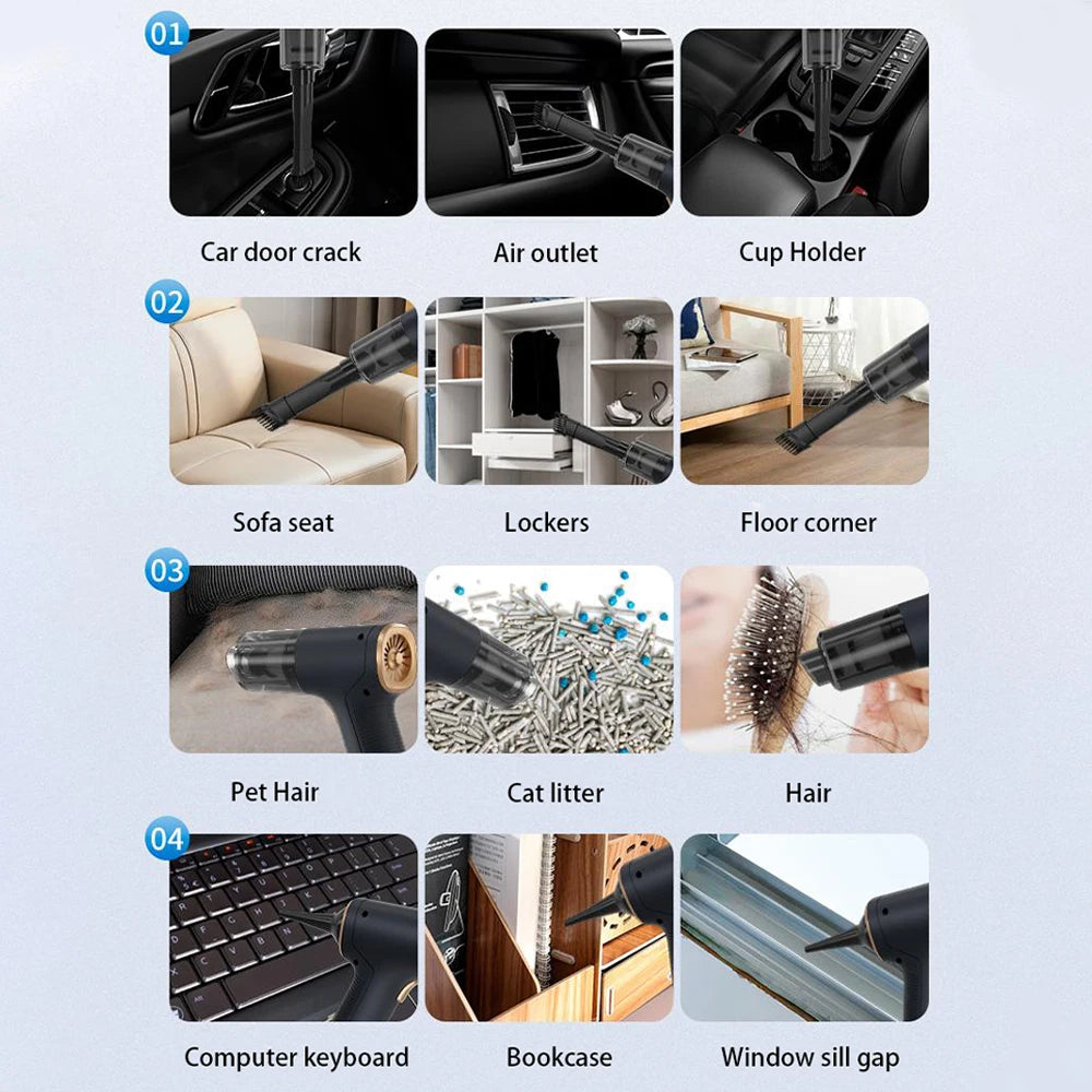 CENRR 98000PA Auto Staubsauger – 98000PA starker Saugkraft Vacuum Cleaner, kabellos & kompakt